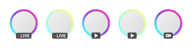 Profile frame for live streaming. Live streaming icons. Video broadcasting and live streaming. Vector illustration Profile frame for live streaming. Live streaming icons. Video broadcasting and live streaming. Vector illustration avatar borders stock illustrations