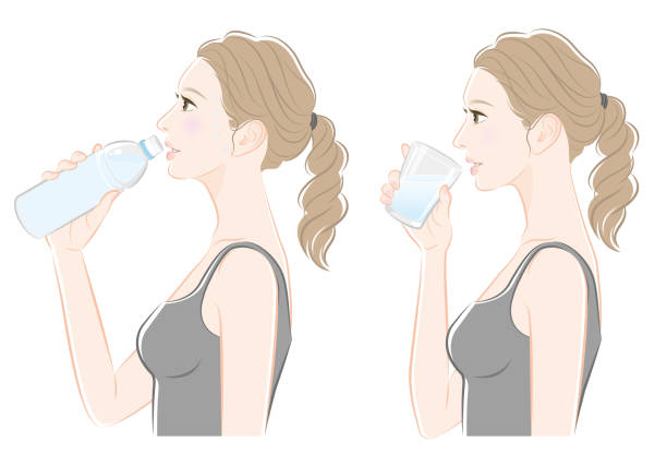 水を飲む 日本人 イラスト素材 Istock