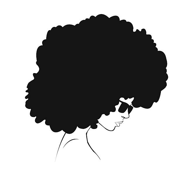 profile silhouette of girl black silhouette of a girl with hair volume afro hairstyle stock illustrations