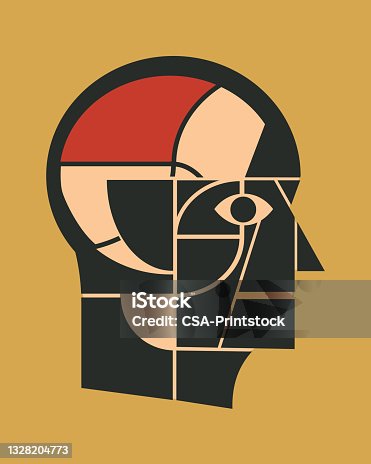 istock Profile view of abstract mosaic man portrait 1328204773