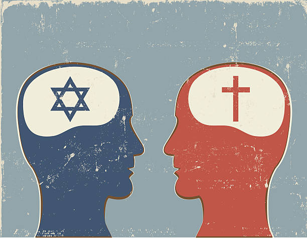 profiles with christian and jewish symbols - 猶太教 幅插畫檔、美工圖案、卡通及圖標