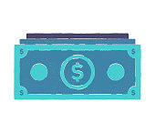 Doodle vector icon illustration of profit cash. Designed with flat colors and subtle lines. It's suitable for web, infographic and app designs.