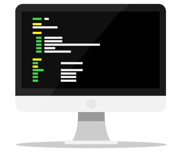 Programming monitor vector art illustration