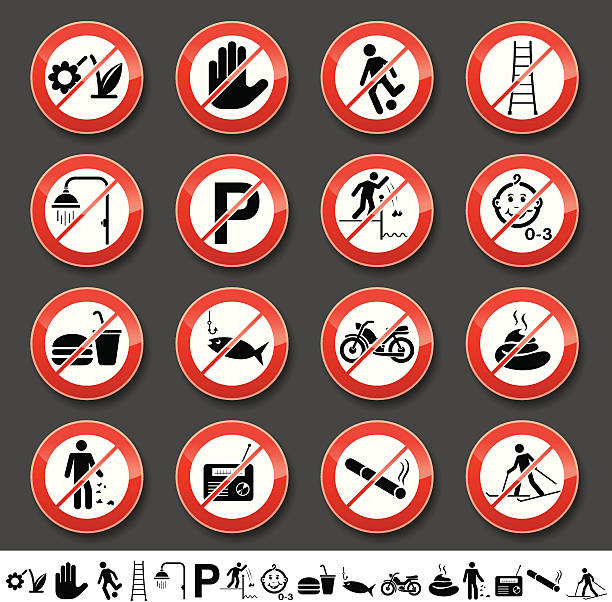 Prohibited signs vector art illustration