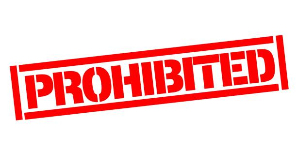Prohibited typographic stamp Prohibited typographic stamp, sign, label. Black and red series exclusion stock illustrations