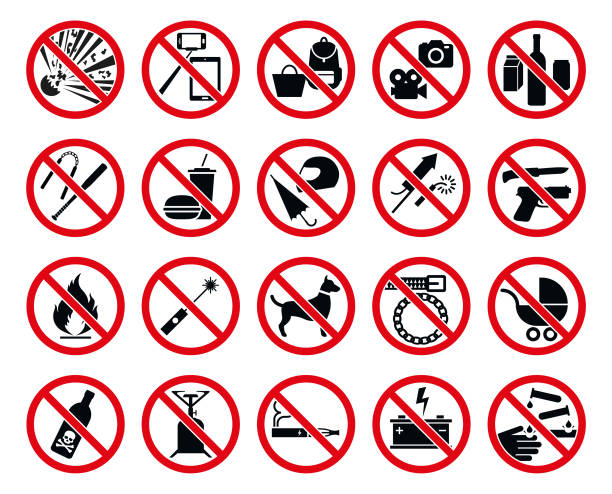 stockillustraties, clipart, cartoons en iconen met verbods tekens - smoke alarm