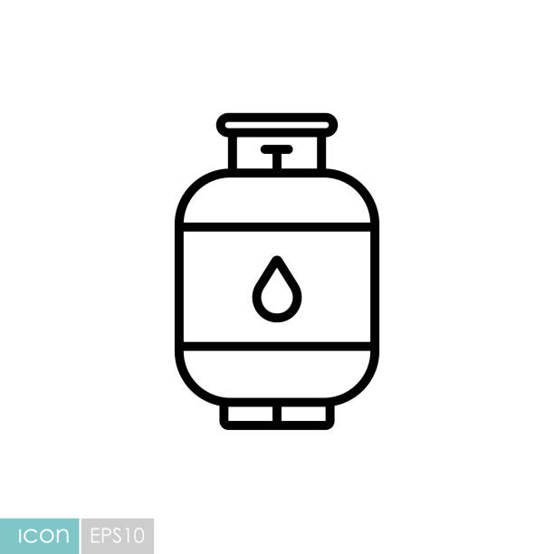 Propane gas cylinder vector icon Propane gas cylinder vector icon. Barbecue and bbq grill sign. Graph symbol for cooking web site and apps design, logo, app, UI cylinder stock illustrations