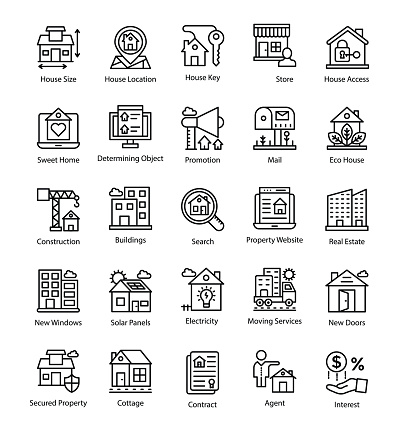 Property List Line Icons Pack Stock Illustration - Download Image Now ...