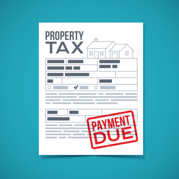 уплата налога на имущество из-за законопроекта - taxes stock illustrations