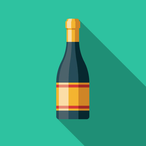 Prosecco Italian Food Icon A flat design Italian food icon with a long shadow. File is built in the CMYK color space for optimal printing. Color swatches are global so it’s easy to change colors across the document. champagne clipart stock illustrations
