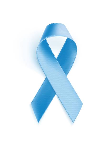Prostate cancer awareness blue ribbon. Awareness blue ribbon. Realistic blue ribbon, prostate awareness symbol, isolated on white background. Vector illustration november stock illustrations