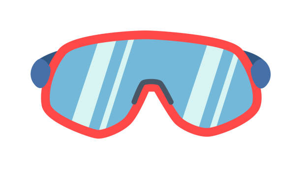 Protective goggles, ski glasses isolated on white vector art illustration