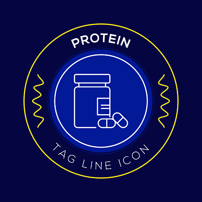 Protein Circle Badge, Modern Logo Vector Icon Design Line Style