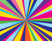 Vector illustration of a psychedelic burst rectangle shaped background.