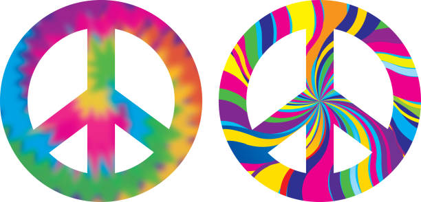 Psychedelic Peace Signs Vector illustration of two psychedelic peace signs. symbols of peace stock illustrations