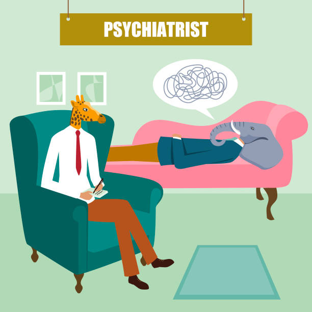 Psychiatric consultation vector art illustration