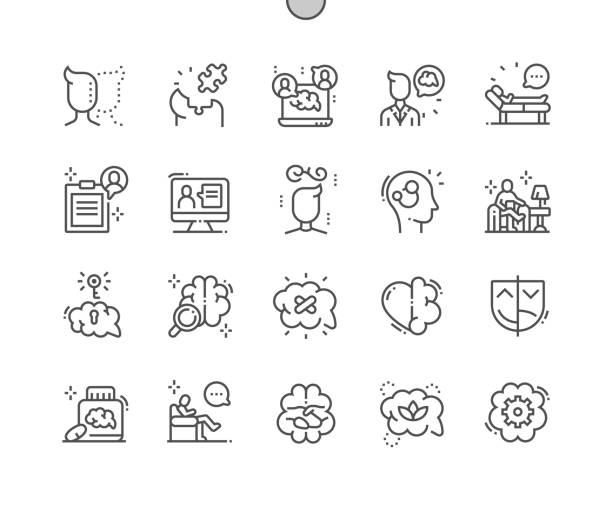 Psychologist Well-crafted Pixel Perfect Vector Thin Line Icons 30 2x Grid for Web Graphics and Apps. Simple Minimal Pictogram Psychologist Well-crafted Pixel Perfect Vector Thin Line Icons 30 2x Grid for Web Graphics and Apps. Simple Minimal Pictogram mental health professional stock illustrations