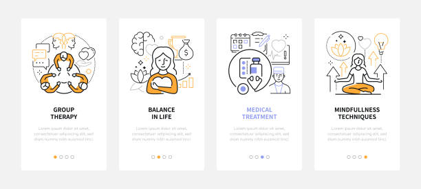 Psychology - modern line design style web banners vector art illustration