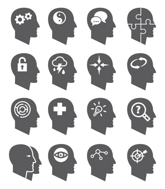 Psychology vector icons set Psychology vector icons set on white background maze symbols stock illustrations