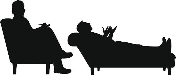 Psychotherapy Therapist working with a client. 	Files included – jpg, ai (version 8 and CS3), svg, and eps (version 8) writing activity silhouettes stock illustrations