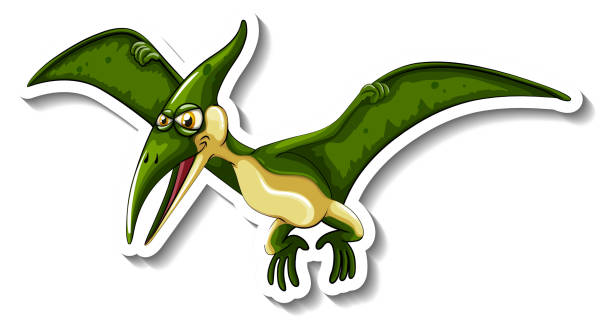 Pteranodon dinosaur cartoon character sticker vector art illustration