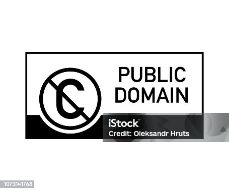 istock Public domain sign with crossed out C letter icon in a circle. Vector illustration. 1073141768
