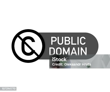 istock Public domain sign with crossed out C letter icon in a circle. Vector illustration. 1073141770