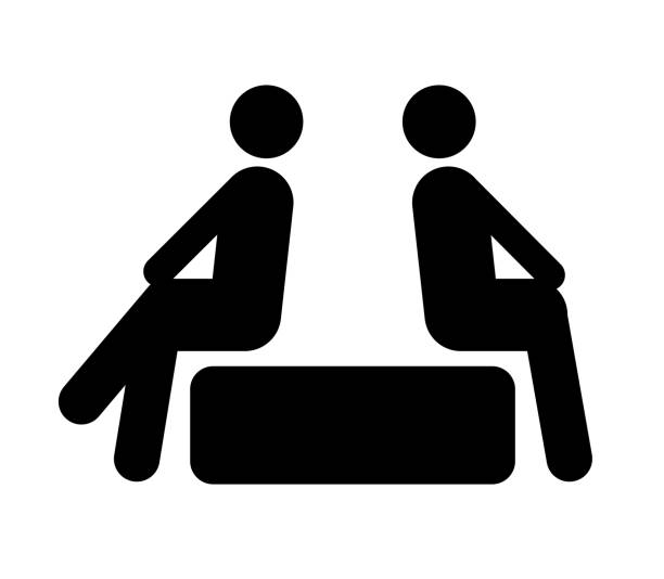 ilustrações de stock, clip art, desenhos animados e ícones de public icon, pictogram of sitting person and lobby image - airport lounge business