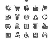 istock Public signs. Warning, access, communication, direction, service, signage, information. Gas station, no smoking, atm, wc, baby room, exit. Vector Solid Icons. Simple Pictogram 1330595078