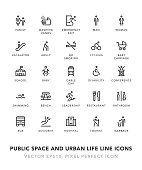 Public Space and Urban life Line Icons Vector EPS 10 File, Pixel Perfect Icons.