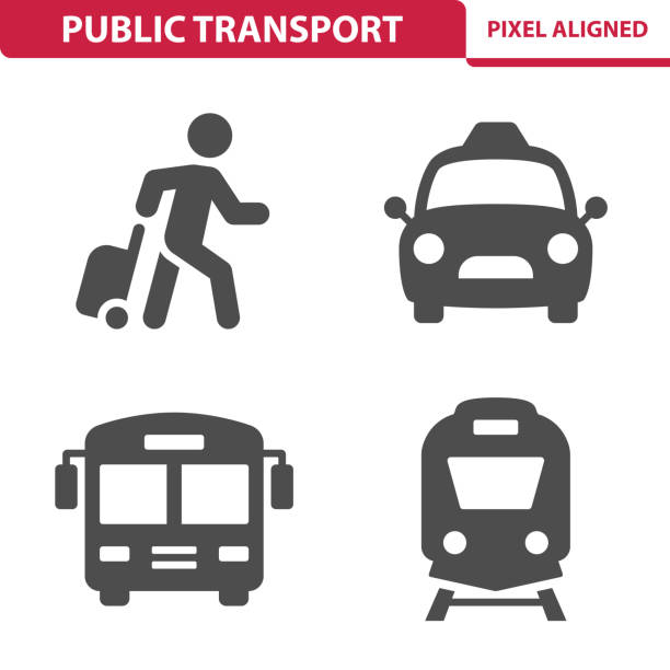 stockillustraties, clipart, cartoons en iconen met openbaar vervoer-pictogrammen - openbaar vervoer