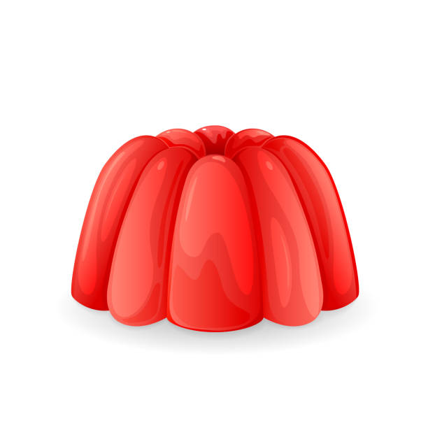 Pudding Red jelly pudding isolated on a white background, illustration. gelatin stock illustrations