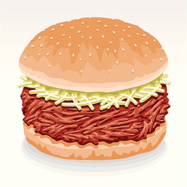 карнитас сэндвич - pulled pork sandwich illustrations stock illustrations.