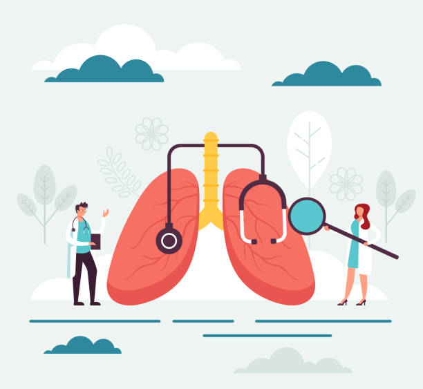 肺肺健康醫學手術概念。向量平面圖形設計卡通插圖 - 呼吸系統 幅插畫檔、美工圖案、卡通及圖標