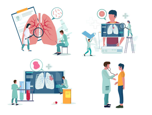 肺病或呼吸醫學圖示集，病媒插圖 - 呼吸系統 幅插畫檔、美工圖案、卡通及圖標
