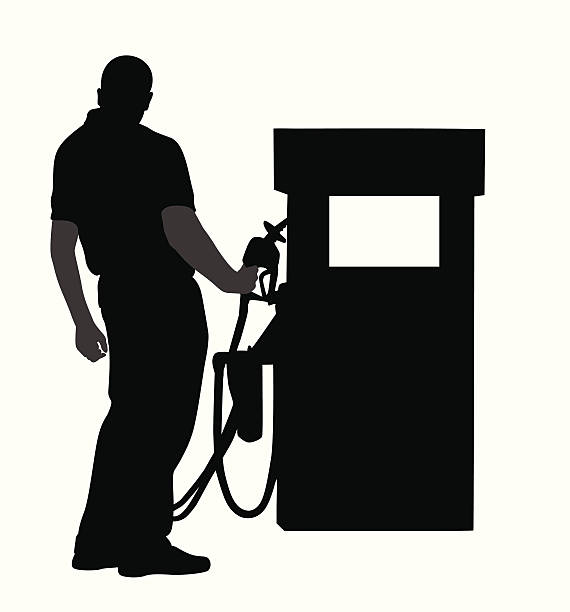 Pumpin' Gas Vector Silhouette A-Digit garage silhouettes stock illustrations
