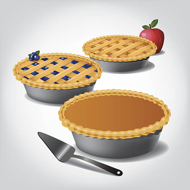 Pumpkin, blueberry and apple pie. Pumpkin, blueberry and apple pie. EPS 10 vector apple pie stock illustrations