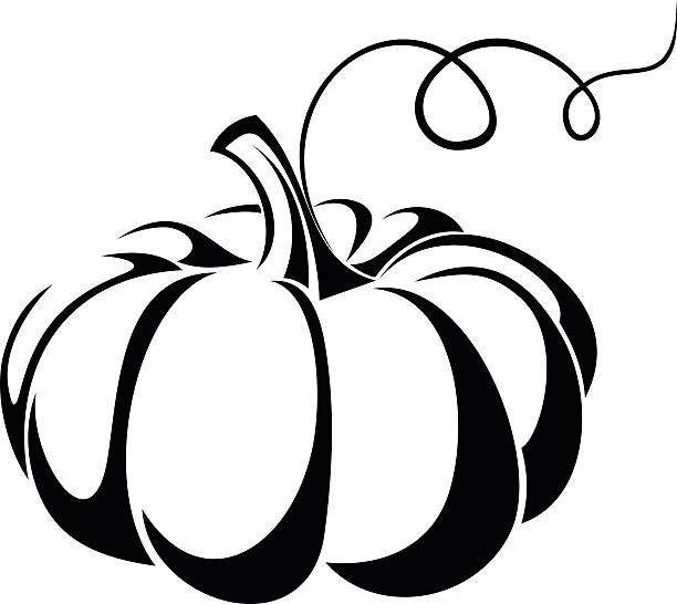 тыквенный. вектор черный силуэт. - clip art of outline of pumpkin stock ill...