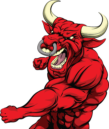 Punching red bull mascot