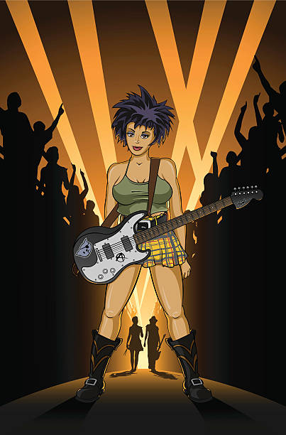 Punk Rock Girl vector art illustration