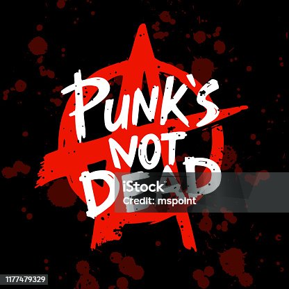 istock Punk rock set. Punks not dead words and design elements. vector illustration. 1177479329