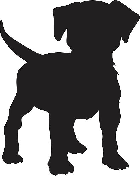 stockillustraties, clipart, cartoons en iconen met puppy dog vector silhouette - hondje