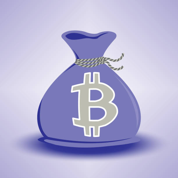 Vector illustration of Purple Bitcoin Money Bag