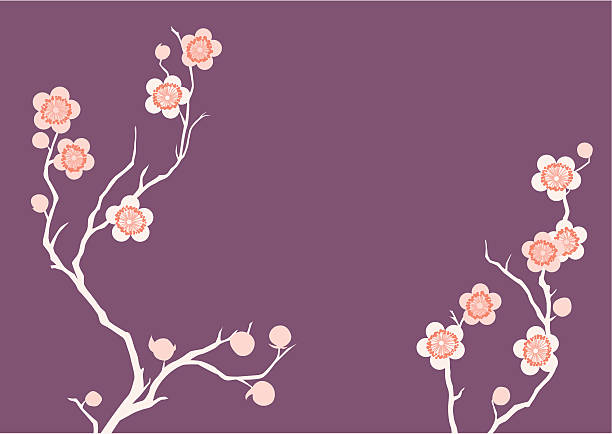 パープルの桜 - 桃の花点のイラスト素材／クリップアート素材／マンガ素材／アイコン素材