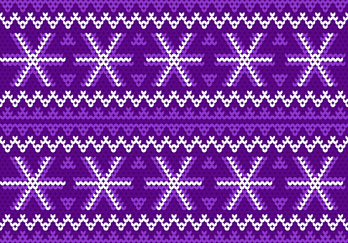Purple Holiday Snowflake Sweater Knitted Pattern Background