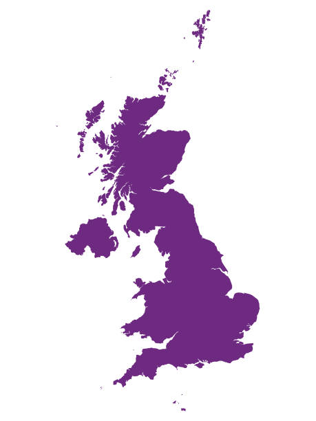 Purple Map of European Country of UK Vector Illustration of the Purple Map of European Country of UK uk illustrations stock illustrations