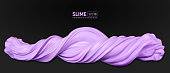 purple realistic slime on a black background. Vector illustration with mesh gradients.
