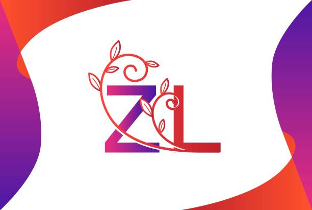 ilustrações de stock, clip art, desenhos animados e ícones de purple red gradient wedding floral initial zl icon design. vector logo template - zl