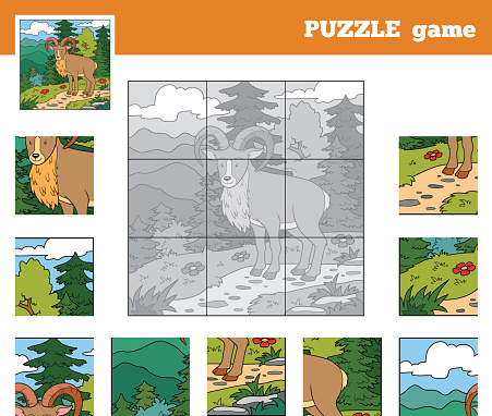 Puzzle Game for children with animals (urial)