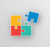 istock Puzzle grid with separate pieces. Jigsaw game. Vector illustration. 1368681095
